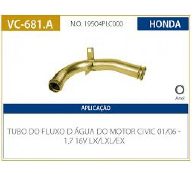 Imagem: CANO AGUA CIVIC 1.7 16V 01/06 LX/XL/EX (CURVO L   