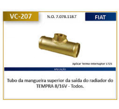 Imagem: TUBO CONEXAO T DA MANGUEIRA DO RADIADOR TEMPRA  
