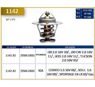 Imagem: VALVULA TERMOSTATICA I30 IX35 2.0 16V KIA CERATO  