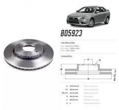 Imagem: DISCO DE FREIO DIANTEIRO MITSUBISHI LANCER 2.0 1  