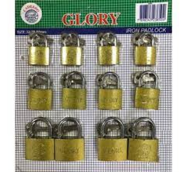 Imagem: CARTELA DE CADEADO GLORY 25MM ,32MM , 38MM 12 PCS  