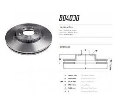 Imagem: DISCO DE FREIO DIANTEIRO FORD TAURUS 3.0 91/98 T  