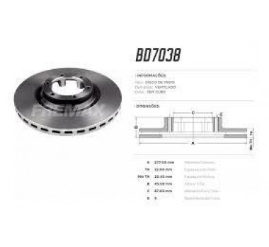 Imagem: DISCO DE FREIO DIANTEIRO MITSUBISHI L200 L300 PA  