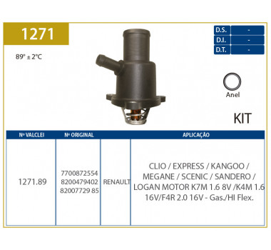 Imagem: VALVULA TERMOSTATICA FLANGE CLIO KANGOO 1.6 99/.  