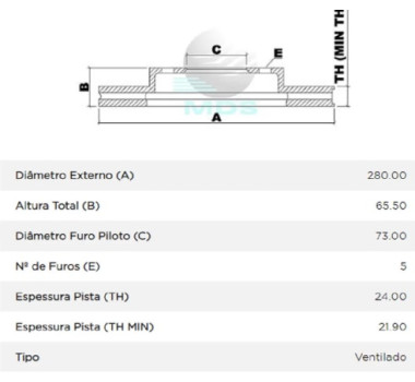 Imagem: DISCO DE FREIO DIANTEIRO JUMPER DUCATO BOXER RELAY  