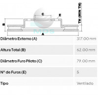 Imagem: DISCO DE FREIO DIANTEIRO DISCOVERY 3 2.7 05/09 R  