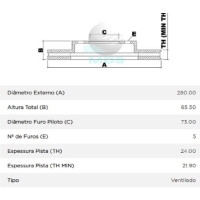 Imagem: DISCO DE FREIO DIANTEIRO JUMPER DUCATO BOXER RELAY  