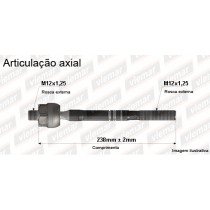 Imagem: BRACO AXIAL CHARADE ATE 1994 MACHO 238MM M12X1,2  