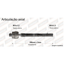 Imagem: BRACO AXIAL RANGER APOS 2013 MACHO 200MM M14X1,5  