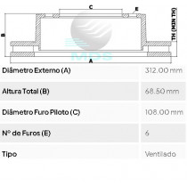 Imagem: DISCO DE FREIO TRASEIRO TOYOTA HILUX SW4 2.7 2.8  